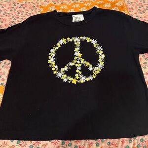 French Pastry Black and Yellow Floral Peace Tee